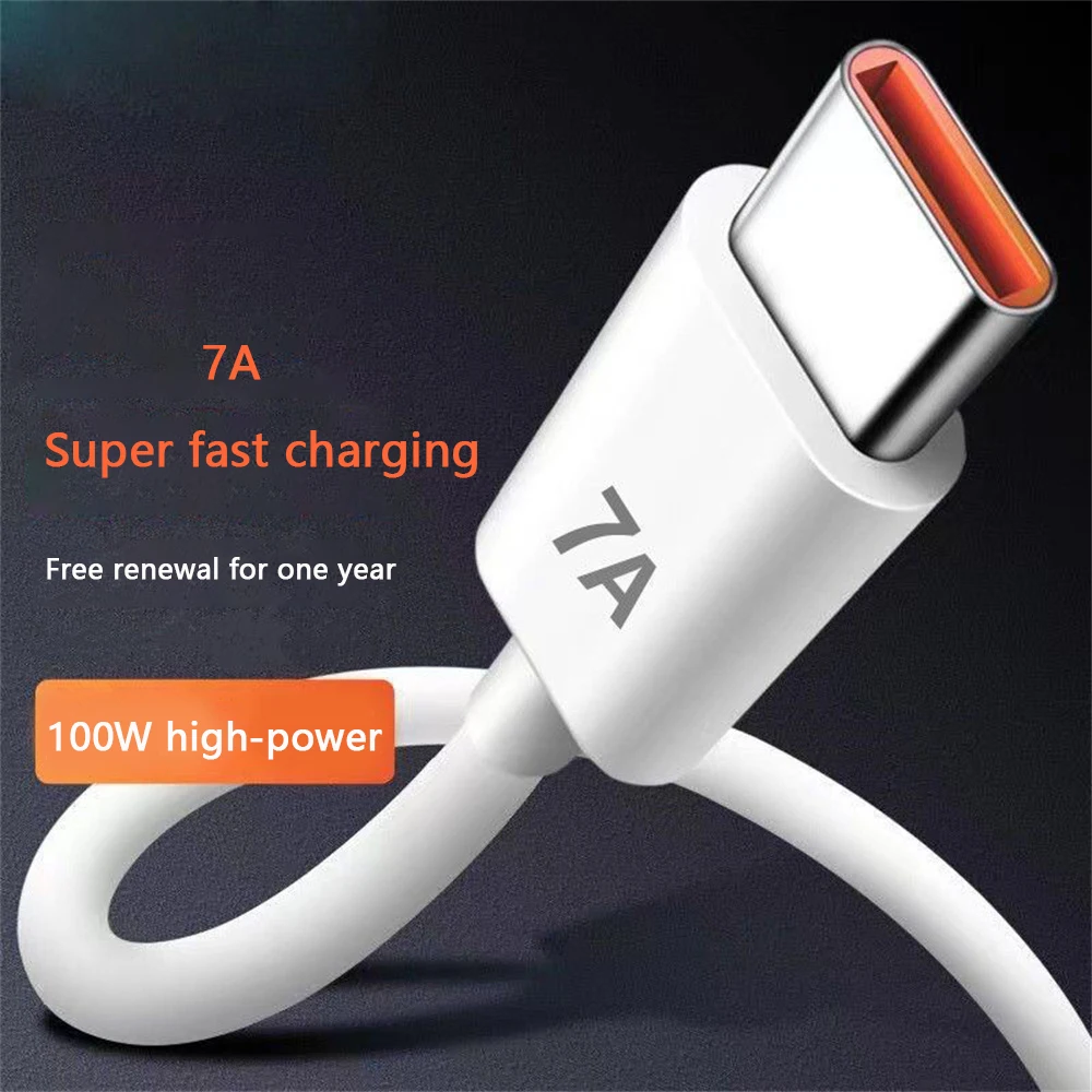 100W 7A Fast Charge Type-C Liquid Silicone Cable Data Transfer USB C Ultra Recovery Battery Fast Charging Data Cable For Huawei