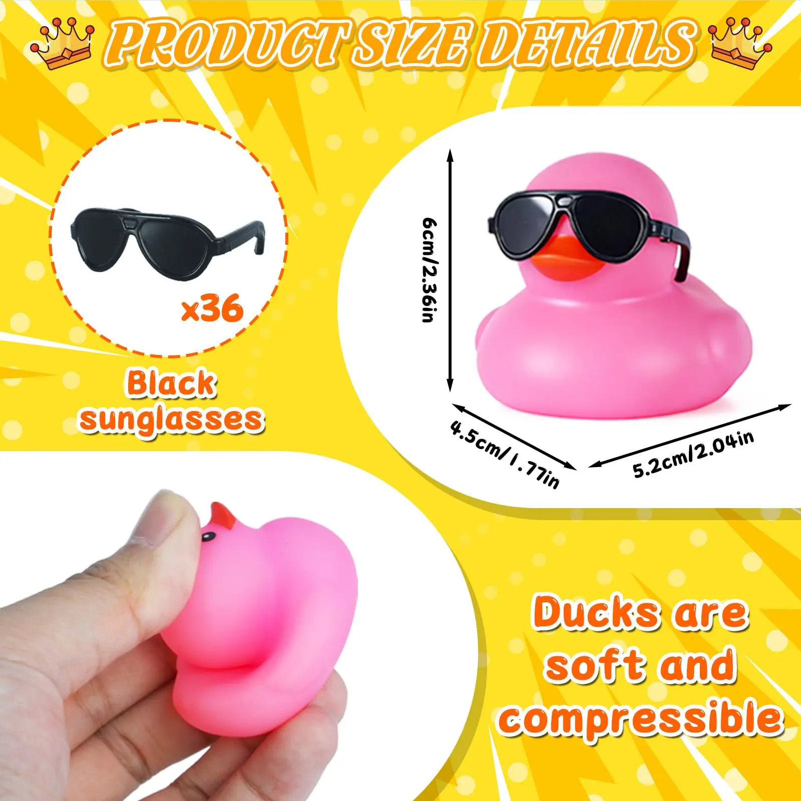 10-100PCS Pink Mini Rubber Ducks in Bulk with Sunglasses, Funny Car Sccessories for Dashboard Decorations, Small Rubber Duck