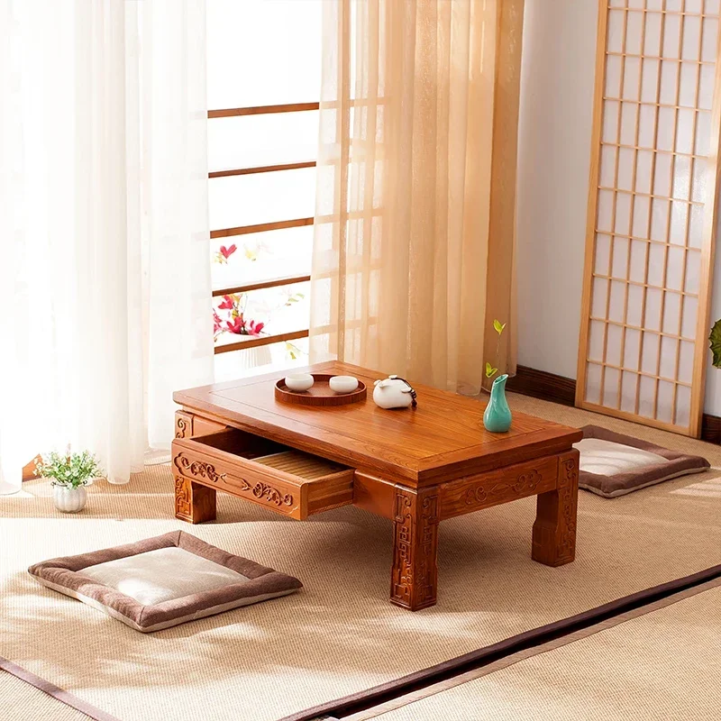 antique tatami coffee table solid wood bay window table  old elm kang several household simple table