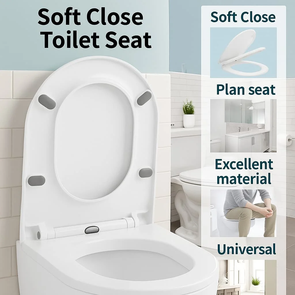 

Household Bathroom Toilet Seat, Durable Plastic Replacement Lid, Universal Fit Most Standard Toilets
