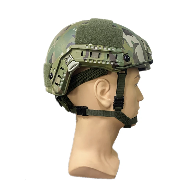 Casco balístico rápido de Kevlar, Camuflaje balístico MC, NIJ IIIA, forro de suspensión de clase Wendy, a prueba de balas