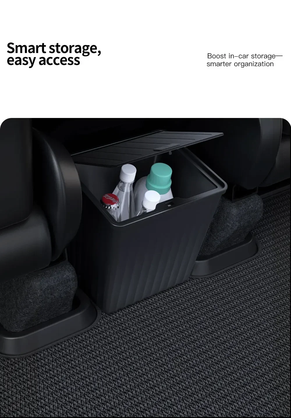 Für Tesla Model Y Juniper 2026 2025 Vorderer und Hinterer Sitz-Aufbewahrungsbox mit Abdeckung, Auto-Mülleimer, Regenschirm-Organizer, Zubehör – Detail 6
