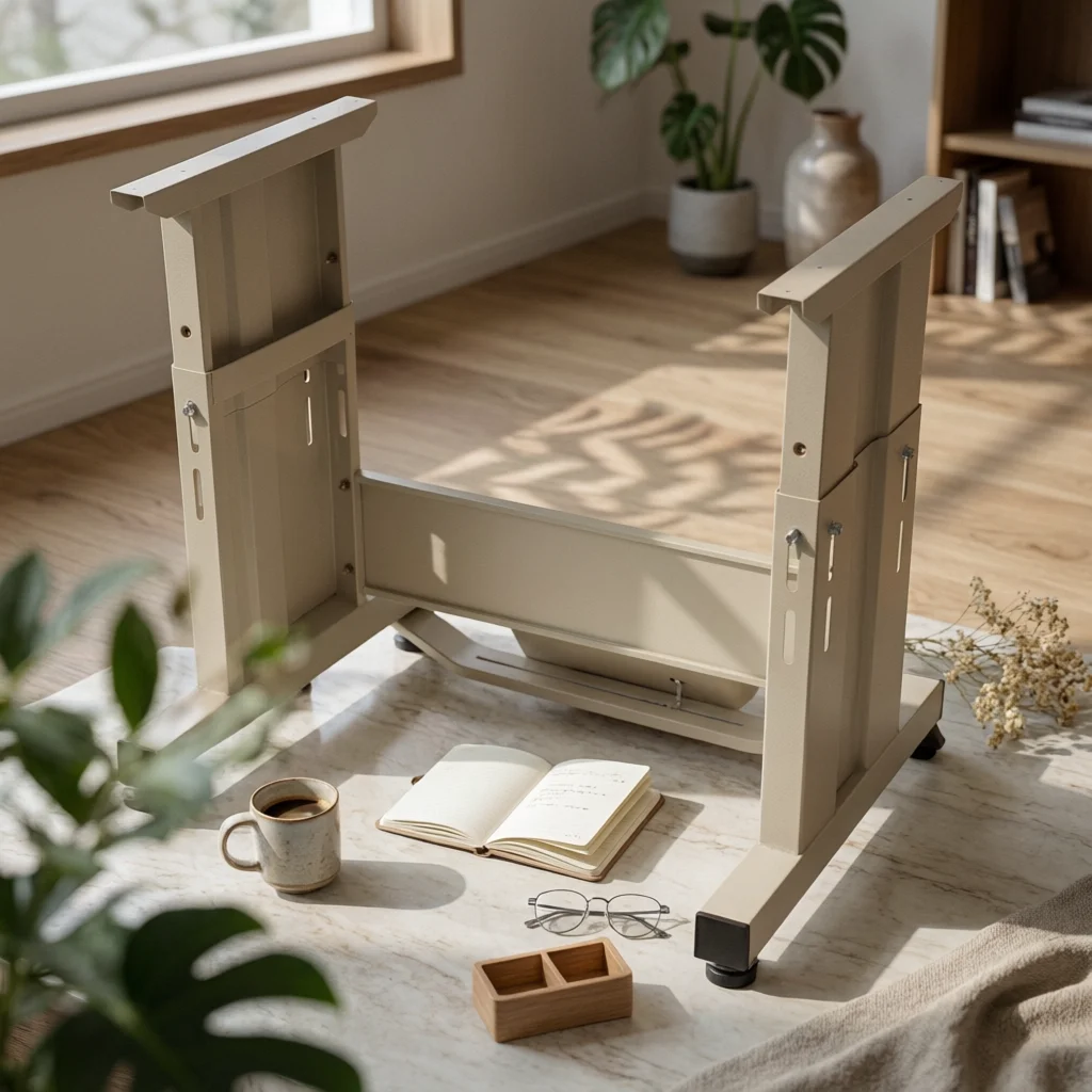Sewing Machine Frame with Foot Pedal Adjustable-Height Sewing Machine Table Frame Foot Pedal Riser Mobile Sturdy for Tailors
