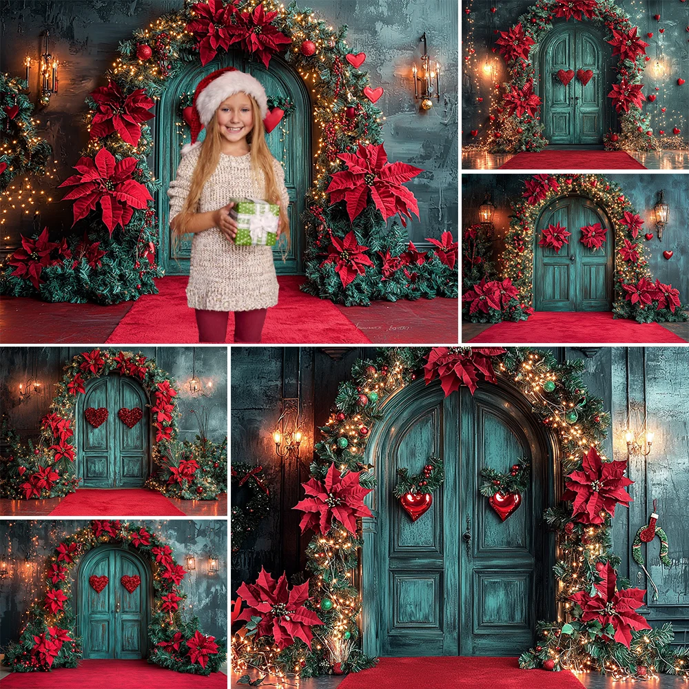พื้นหลังสำหรับถ่ายรูปเทศกาลคริสต์มาสพรมแดงสำหรับตกแต่งพวงดอกไม้สำหรับถ่ายรูปในวันหยุดของเด็กฉากหลังสตูดิโอ