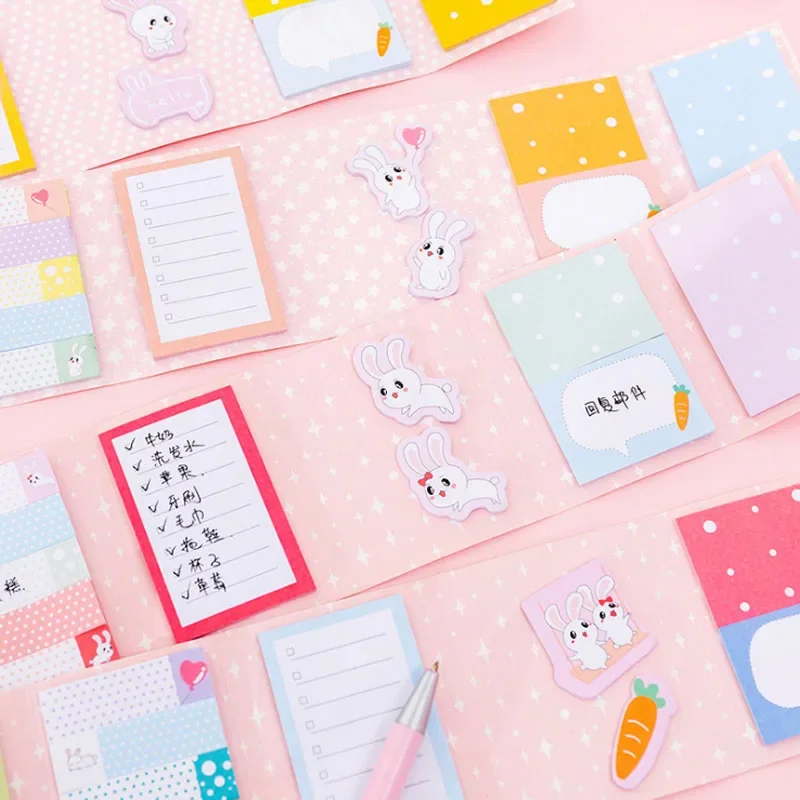 1pack/lot Cute And Kawaii Cartoon Bunny Six In One Paper Stationery Planner Notes School And Office Memo Pad