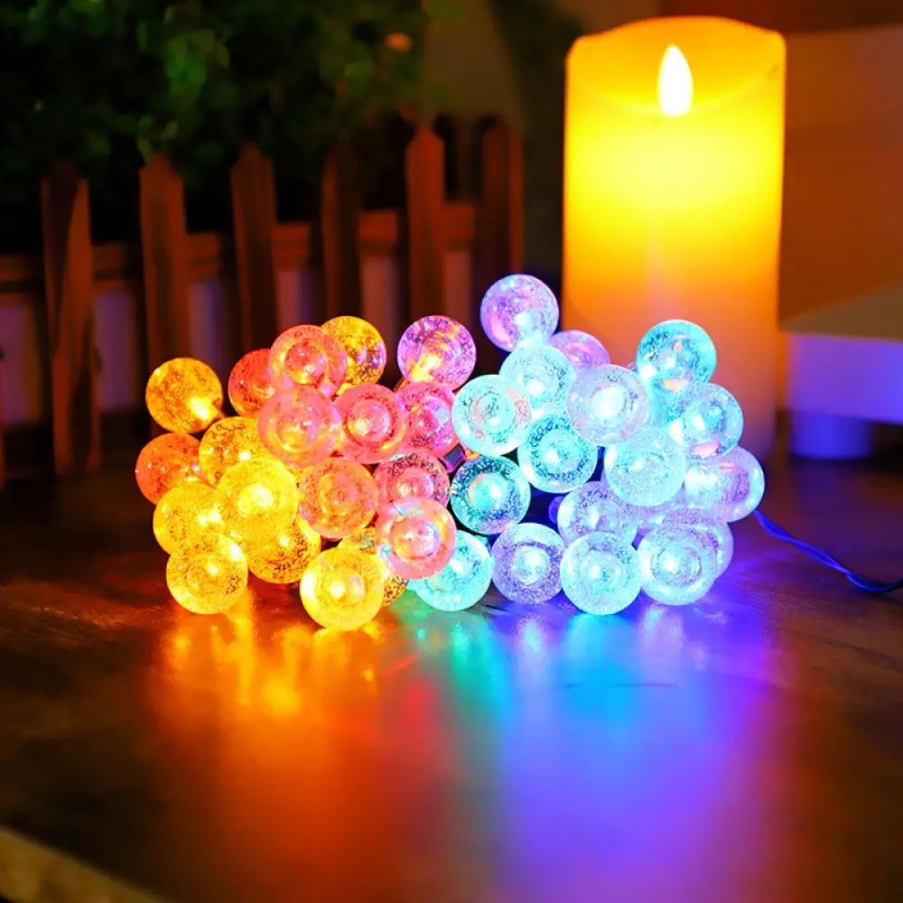 Waterproof Solar Powered String Lights Cherry Blossom Bubble Ball Lamps Outdoor Decoration For Garden Patio Party Wedding