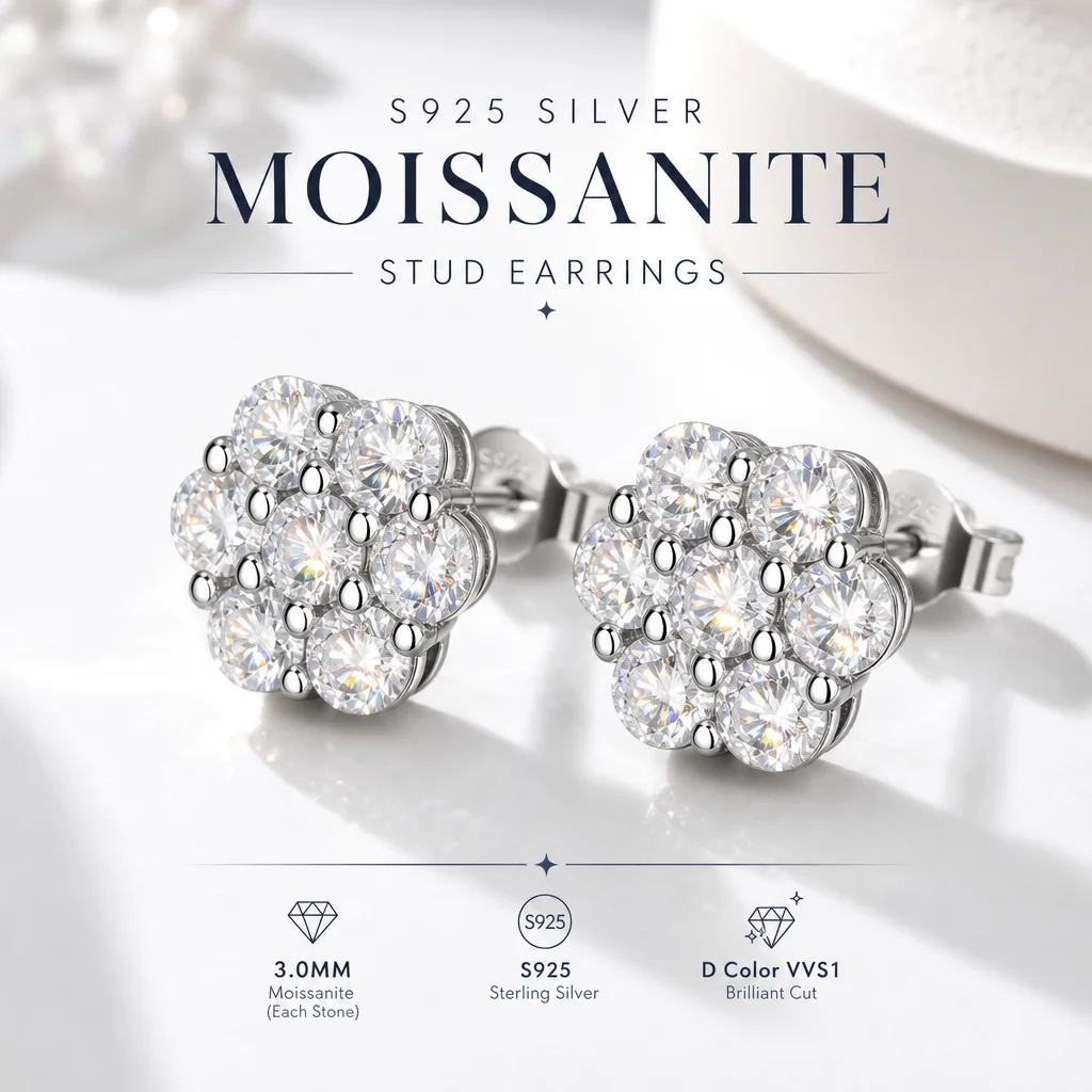 

GRA Certified Moissanite S925 Silver Classic Round Bag Earrings Delicate Craftsmanship Women's Jewelry Free Gift Box