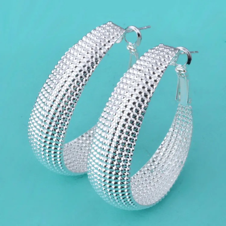 Fashion Silver color hoop Earrings for Women Pretty classic Retro ethnic style Holiday gifts party wedding Jewelry