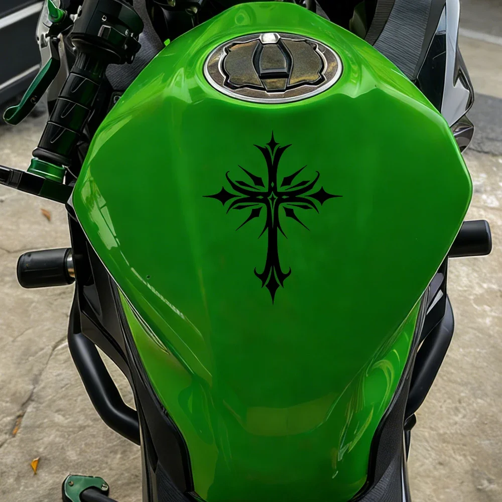 Gothic Cross Sticker Waterproof Vinyl Decal for Motorcycle Helmet Car Trunk Window Religious Style Decoration