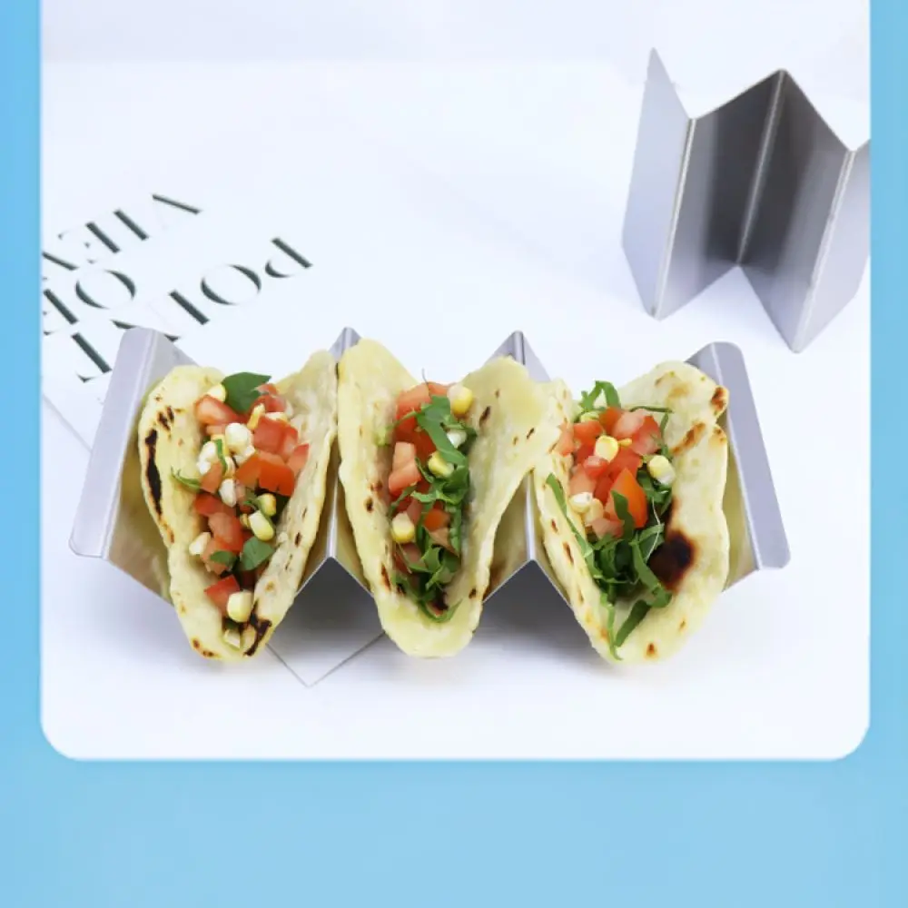W Shaped Taco Stand Stainless Steel Tortilla Holder Kitchen Tool For Mexican Food Baking Display Rack Party