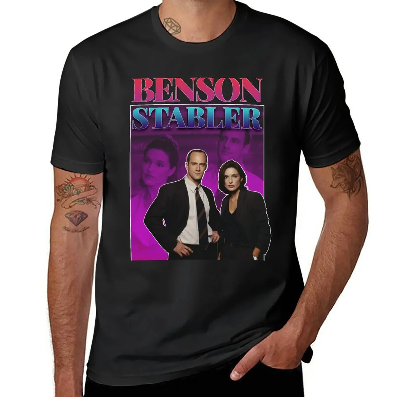 New Olivia Benson & Elliot Stabler 90s Inspired Vintage Homage Custom T-Shirt oversized heavy weight t shirts for men