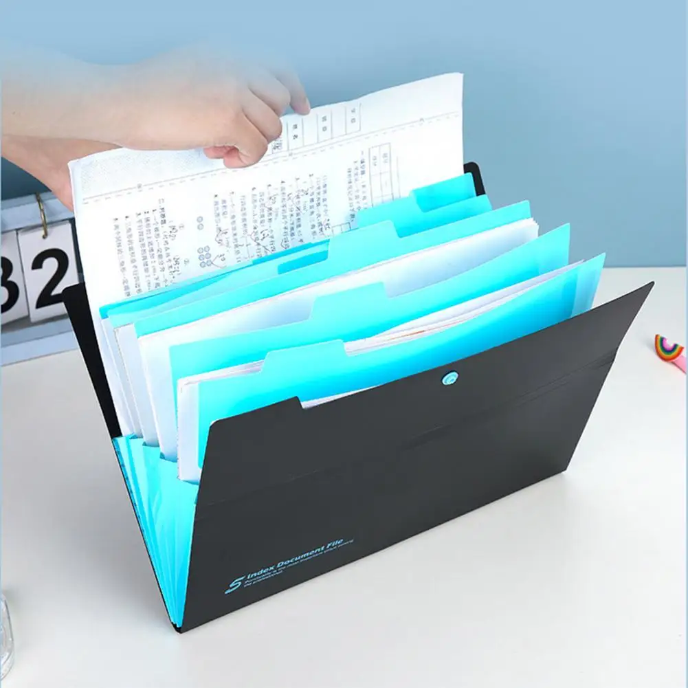 Heavy-duty File Storage Portable Accordion Folder with Bungee Closure Secure File Pouch Expanding Paper Organizer for Home