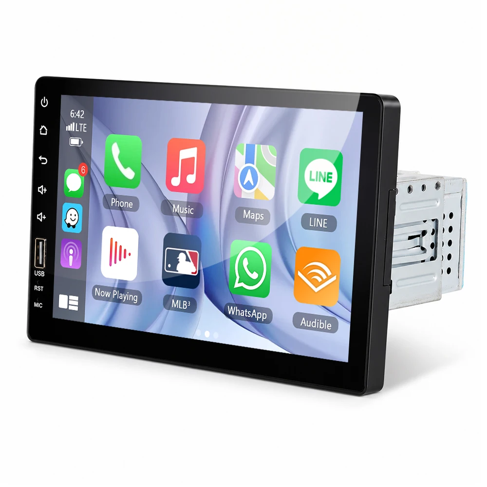 Podofo 1-Din Samochodowy Odtwarzacz Multimedialny MP5 1Din 9'' Radio Samochodowe Bezprzewodowy Carplay Android Auto Bluetooth FM Mirror Link Odtwarzacz MP5 Siedem Kolorów Podświetlenia — 2