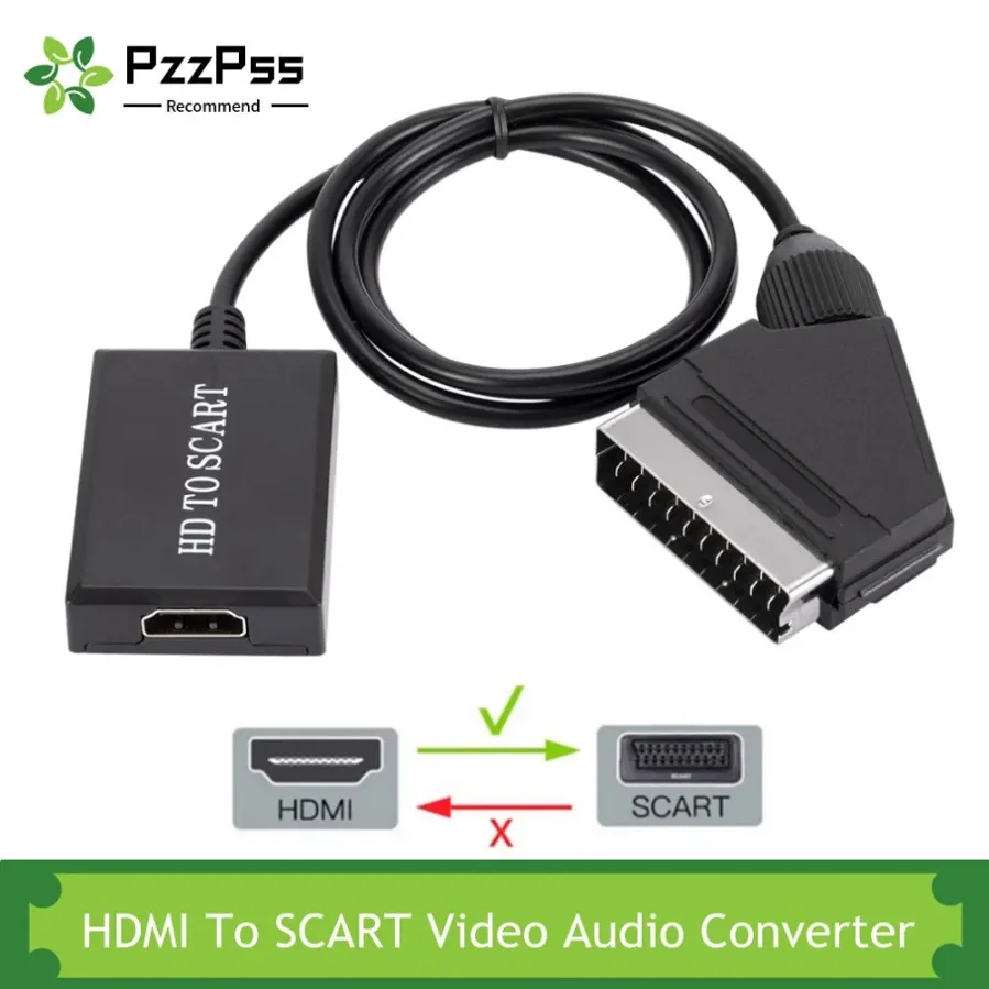 HDMI-Compatible to Scart Converter HDMI-Compatible Input to Scart Output Audio Video Cable Adapter Low Power Consumption