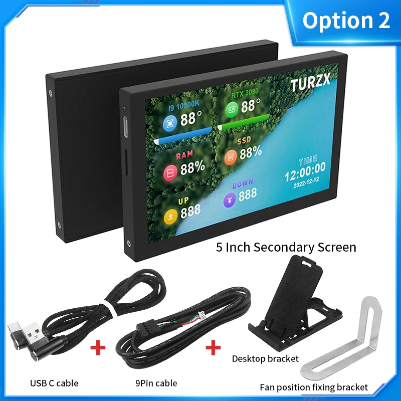5 Zoll IPS Typ-C Sekundärbildschirm Dynamisches 800 x 480 LCD-Display CPU GPU RAM HDD-Überwachung frei AIDA64 mit Aluminiumgehäuse
