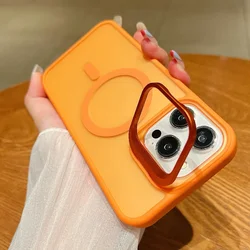 Luxury Magnetic Shockproof Phone Case For iPhone 16 15 14 Plus 13 12 11 Pro Max For Magsafe Wireless Changer Lens Stand Cover