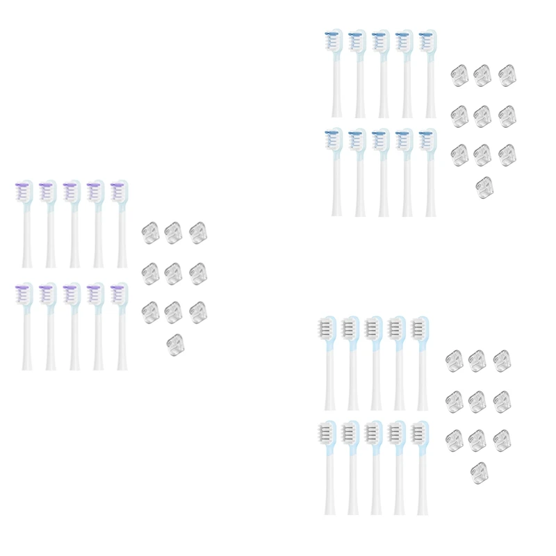 Tooth Brush Heads For Laifen Full Range Replacement 10 Pieces Bright White Style