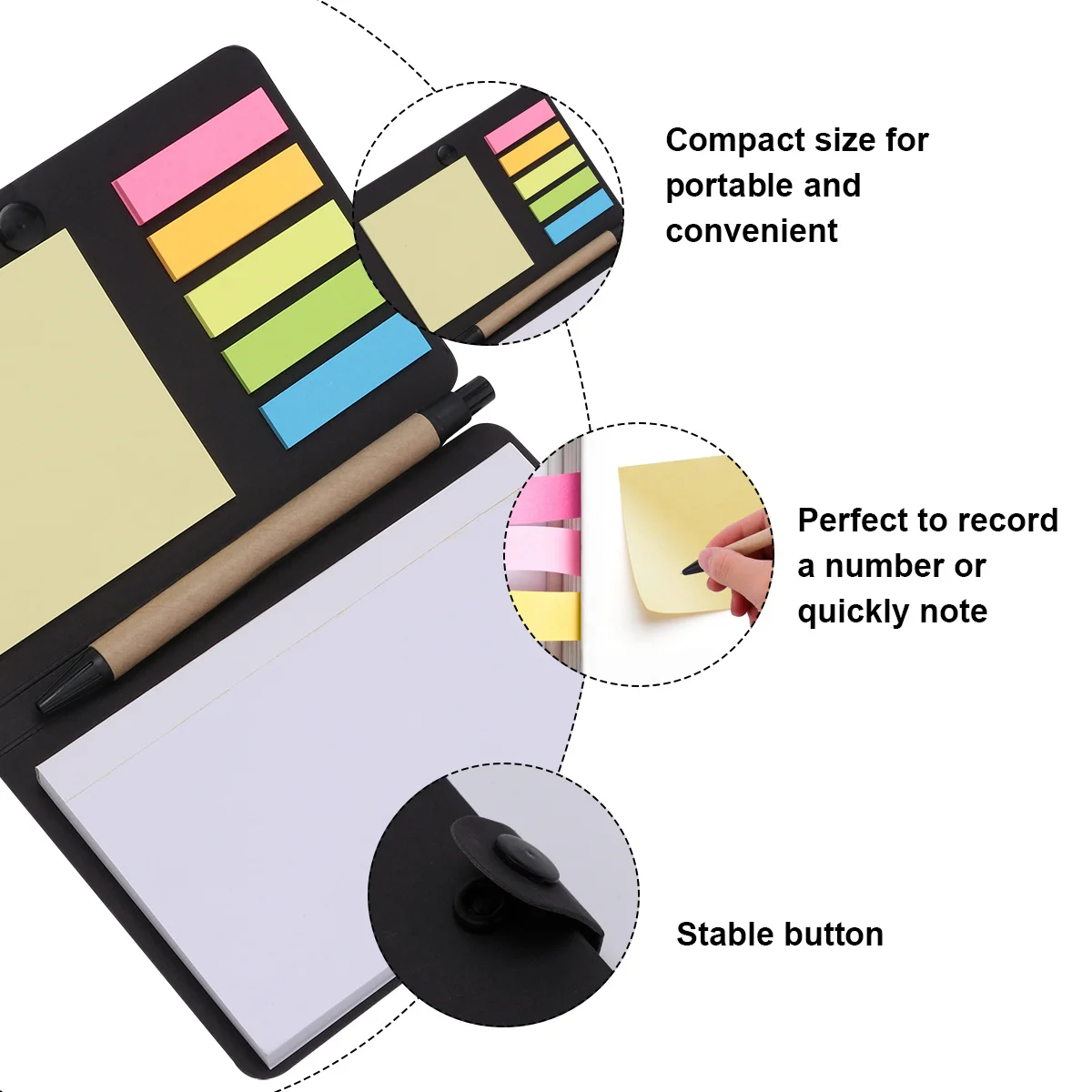 

1 set 1 Set Kraft Paper Notepad With Memo Pads Pen Self-Stick Paper For Daily Use Travel Journal Index Label Tabs