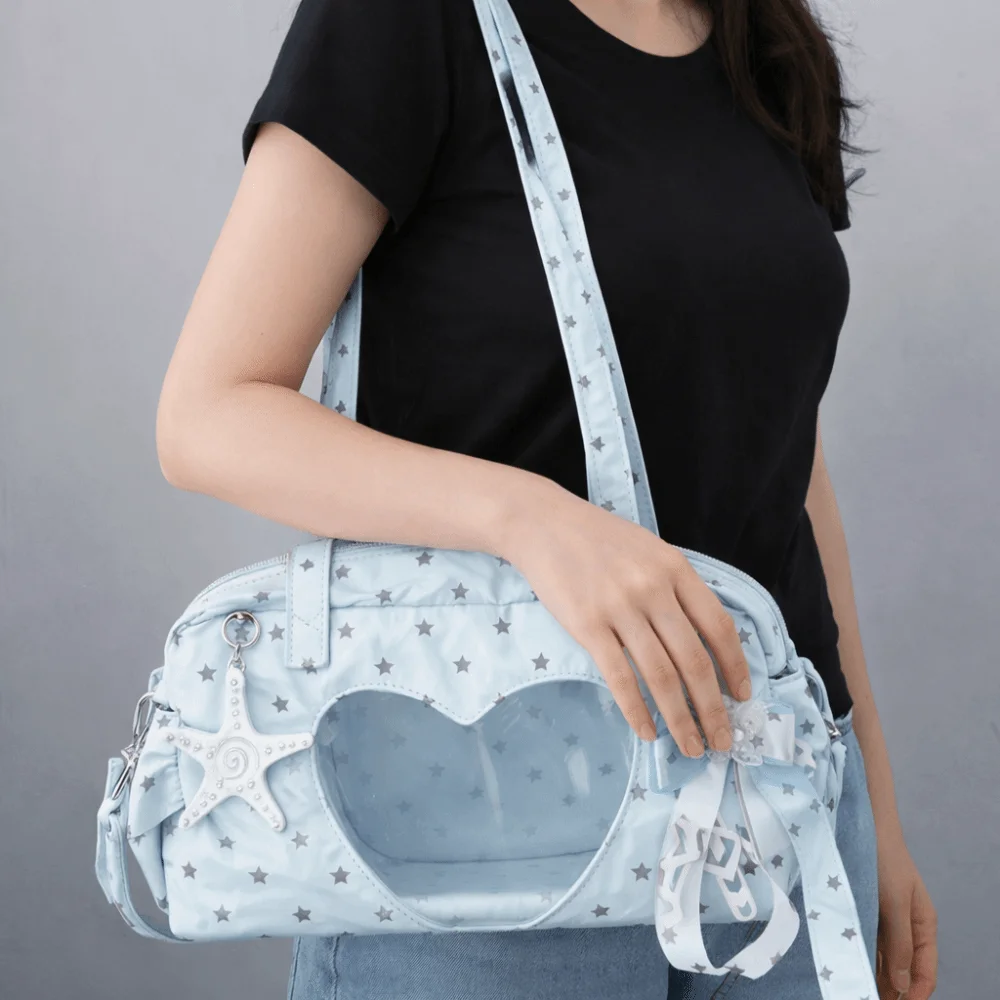 

Сумка-ита с принтом Sweet Star, для самостоятельного оформления значков, большая вместимость, в стиле Лолита, с дизайном крыльев и сердцевидным отделением для демонстрации
