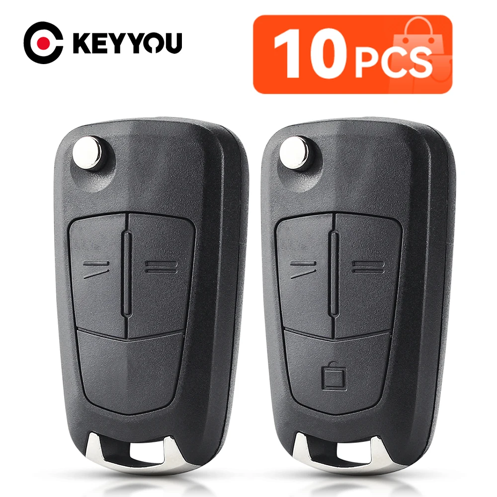 

KEYYOU 10 шт., 2/3 кнопки, откидной чехол для дистанционного ключа автомобиля для Opel/Vauxhall Astra H Zafira B Vectra C Corsa D