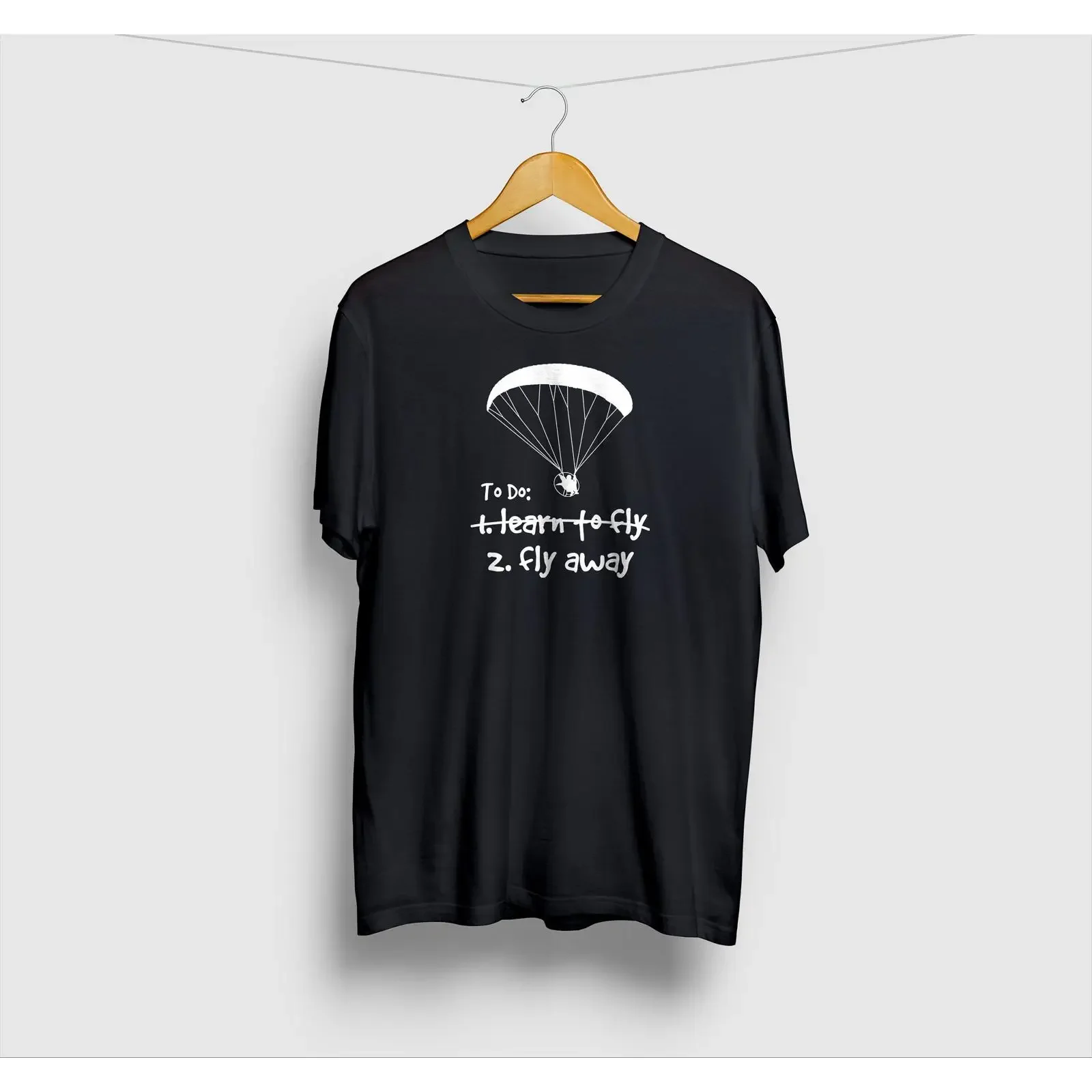 Paramotor T Shirt Learn To Fly Paraglider Christmas   vintage Washed Unisex designer clothes graphic Casual Versatile Soft