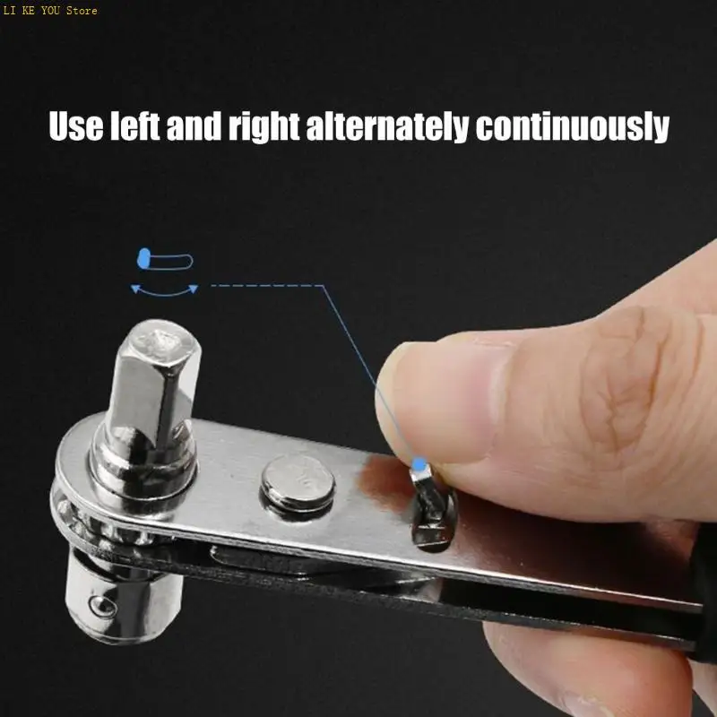 W3JE Portable Double Head Ratchet Wrench with Ergonomic Handle 1/4Inch Socket Driver for Comfortable Grip and Efficient Work