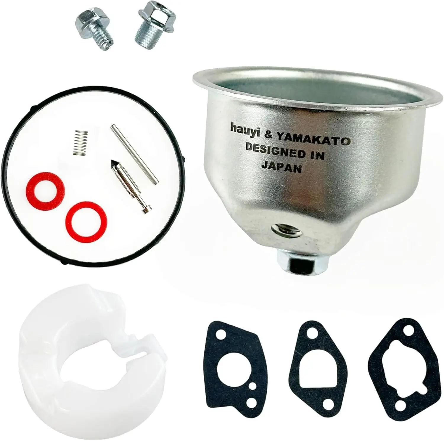 Huayi Carburetor Float Bowl Kit for Honda GX120 GX160 GX200 | Fuel Bowl Chamber Kit: Includes needle, gasket, seal, pin, sealing screw and washers for small engines and pressure washers
