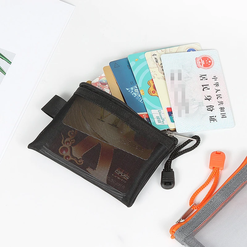 Transparent Visible Mini Mesh Storage Bag Portable Card Holder Cute Coin Pouch Key Data Cable Charger Earphone Organizer Pouch