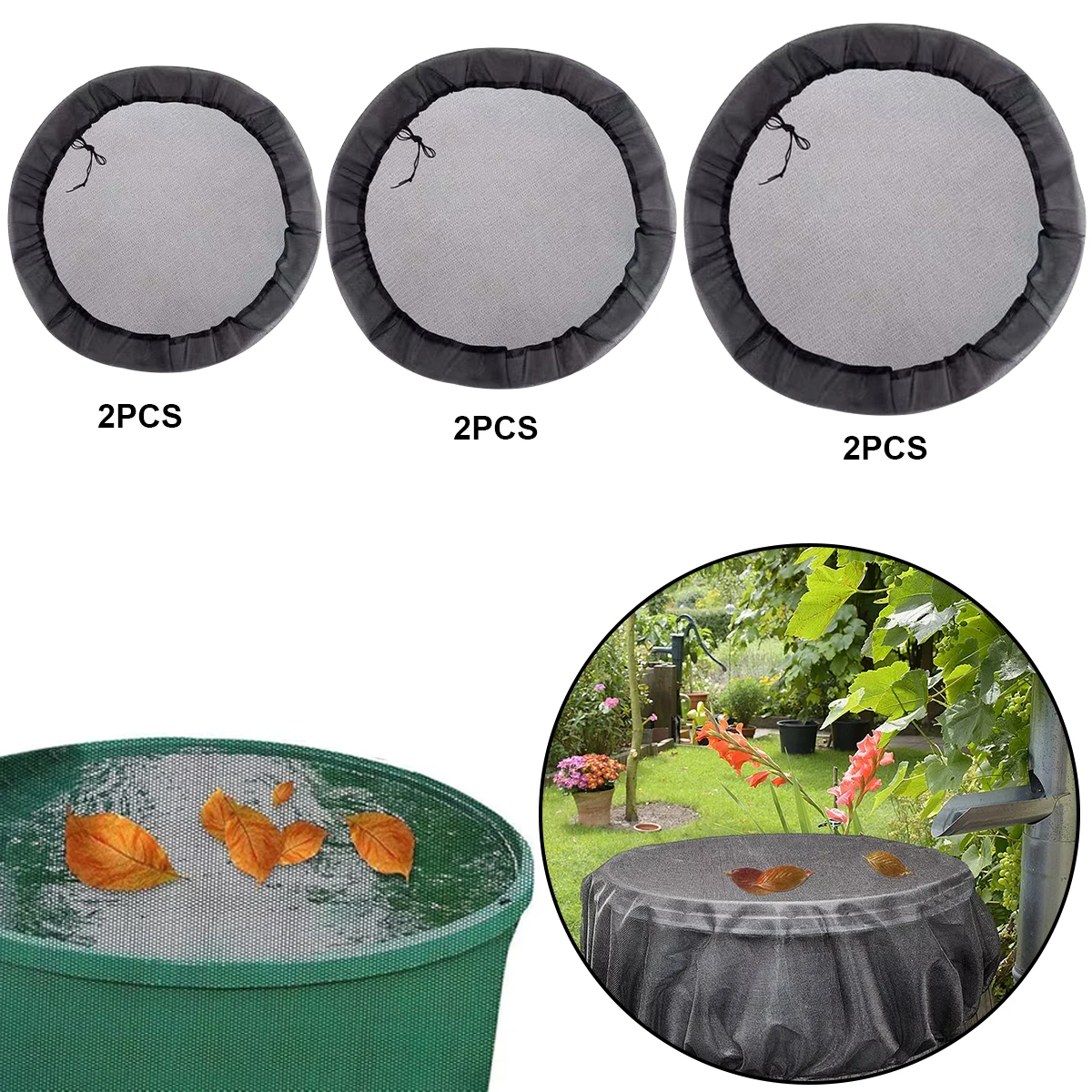 

2Pcs 80CM/95CM/100CM Mesh Cover Netting For Rain Barrels Water Collection Buckets Cover Water Tank Protection Lid Rain Collect
