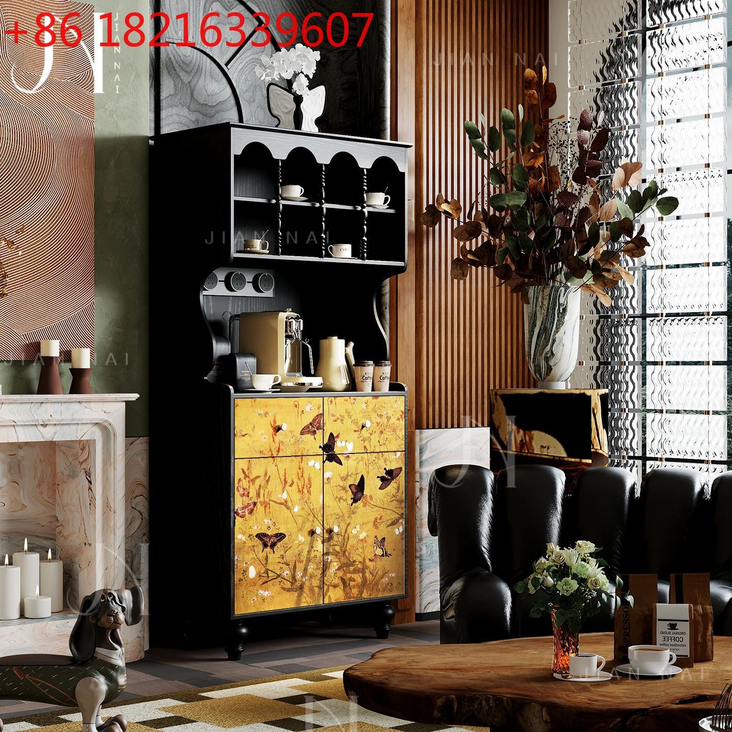 

Французский обеденный винный шкаф из цельного дерева, танцы бабочки, старинный чайный шкаф, гостиная, столовая у стены