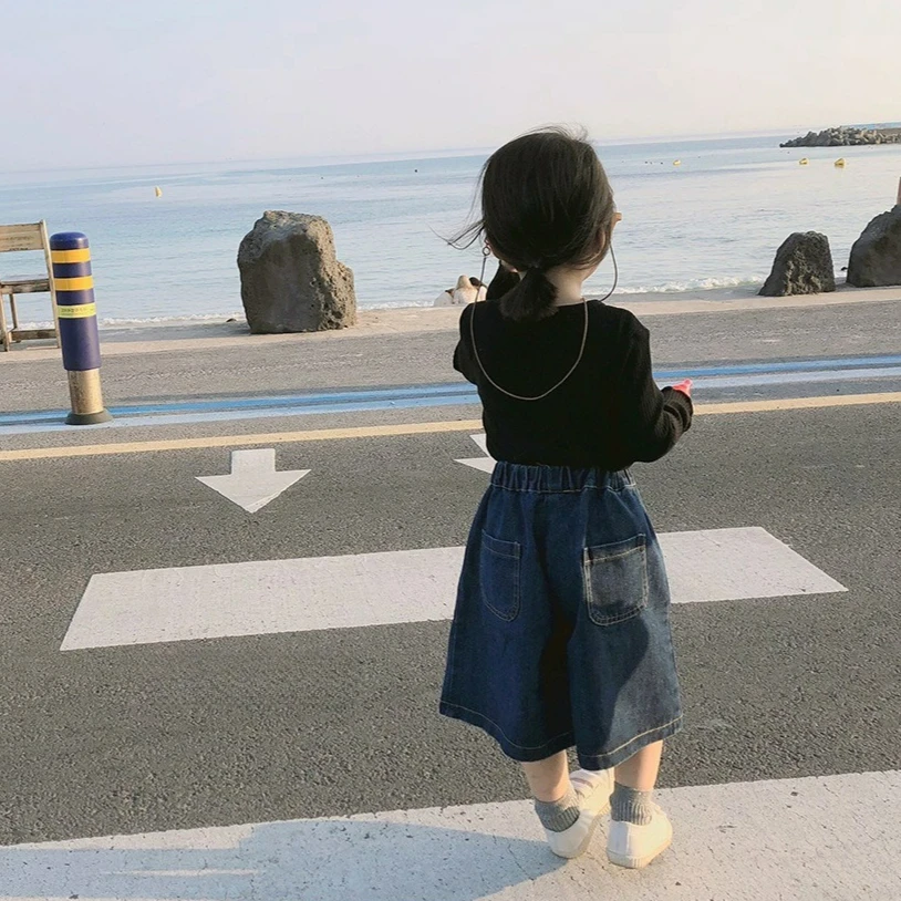 Girls' Pants Loose Denim Wide Leg Pants Children Mid Length Pants 2025 Autumn  New Style Kids Casual Jeans