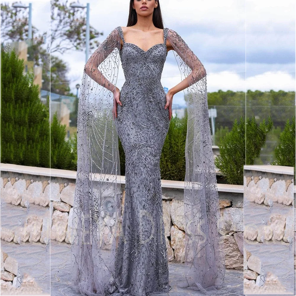 Opulento beading vestido de noite mangas boné querida romântico luxo feminino celebração banquete vestido feminino personalizado