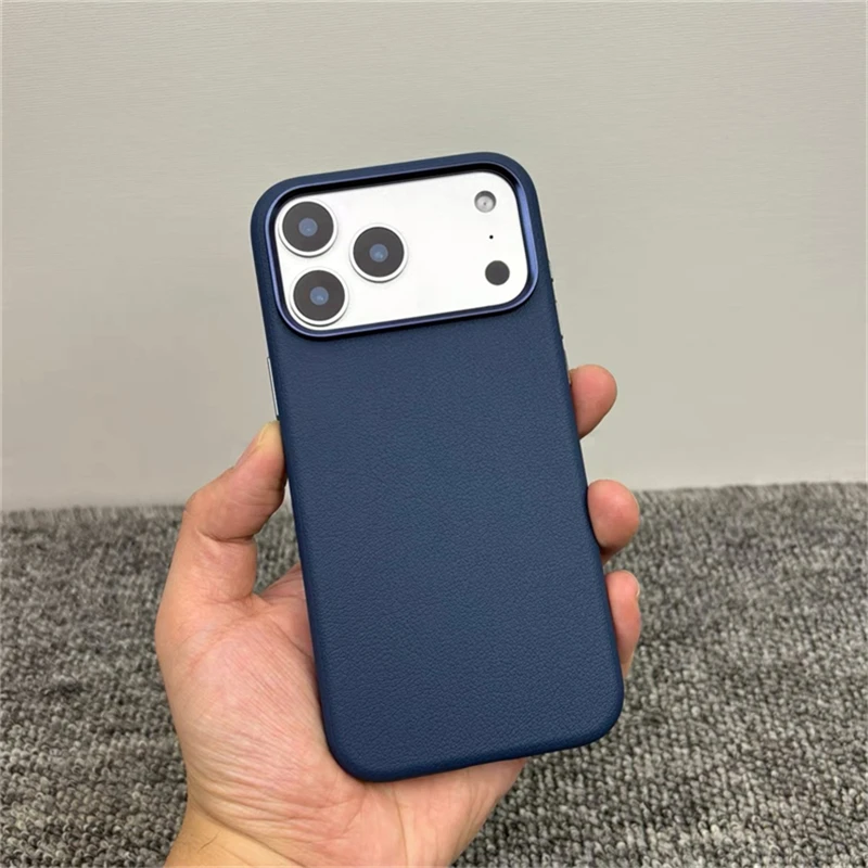 For MagSafe Leather Case For iPhone 17 Pro Max 17 Ari Metal Lens Frosted Wireless Charge Cover Active Touch Camera Button Shell