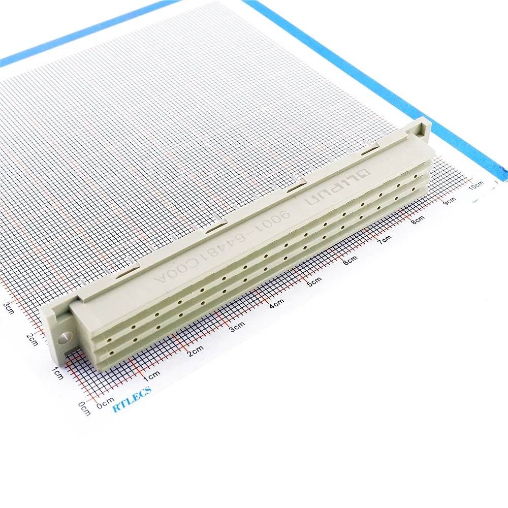 5.08mm Pitch DIN 41612 Connector 3 Rows 48 Positions 5.6A Male Right Angle  Female Socket Vertical Through Hole 3x16 Pin DIP