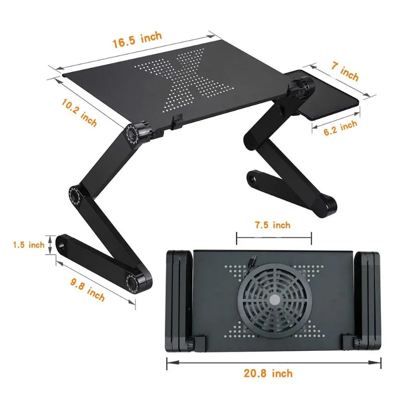 Imagem -04 - Suporte de Mesa Dobrável Ajustável para Laptop Design Ergonômico Mesa para Notebook para Ultrabook Netbook ou Tablet com Mouse Pad