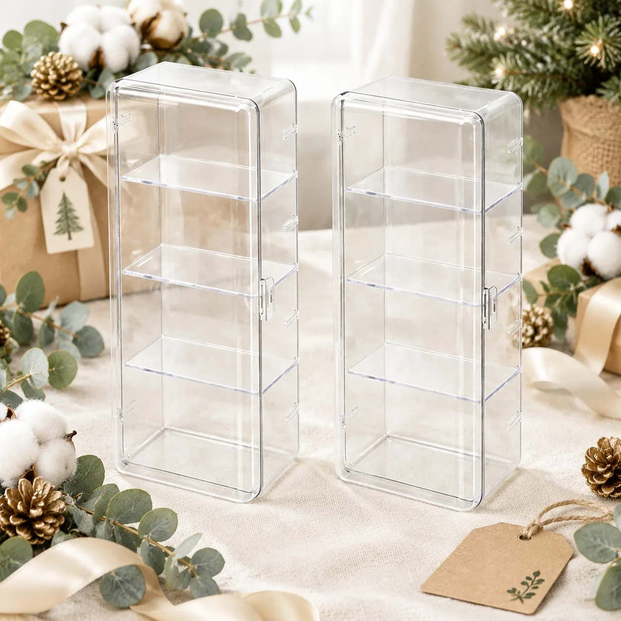 1/2PCS Clear Plastic 4 Tier Display Case Transparent Storage Organizer Rack for Small Figures Collectibles Mini Figurines ZYF