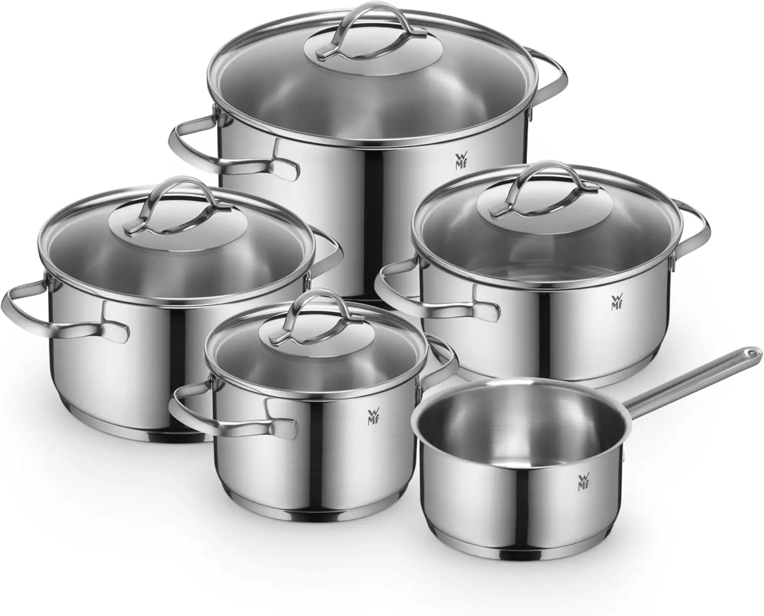 Provence Plus Topfset Induktion 5-teilig, Kochtopf-Set unbeschichtet mit Glasdeckel, für alle Herdarten geeignet, Induktions