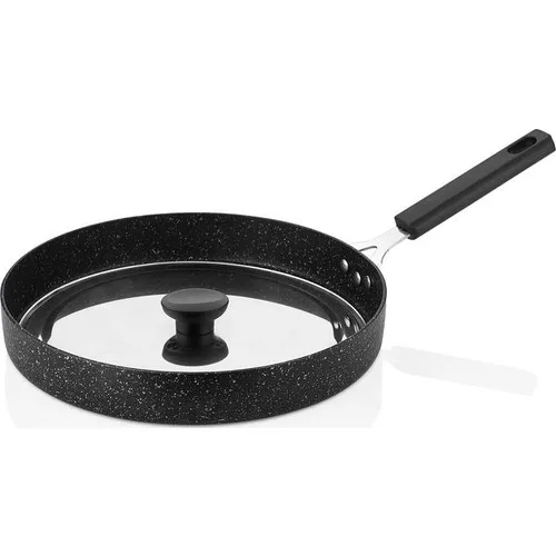 Falez 30 cm Granite With Silicone Handle Softcover Fish Pan Black