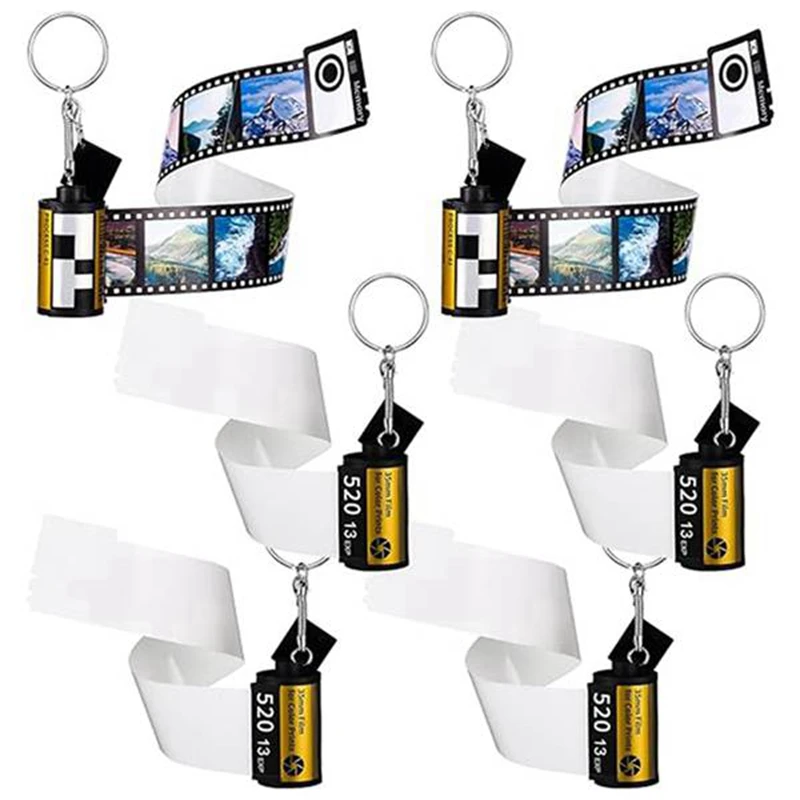 

6 Pcs Sublimation Camera Film Roll Keychain Set With 15 Photos Album Picture Key Chain Kit For Memory Birthday Gifts DIY Crafts