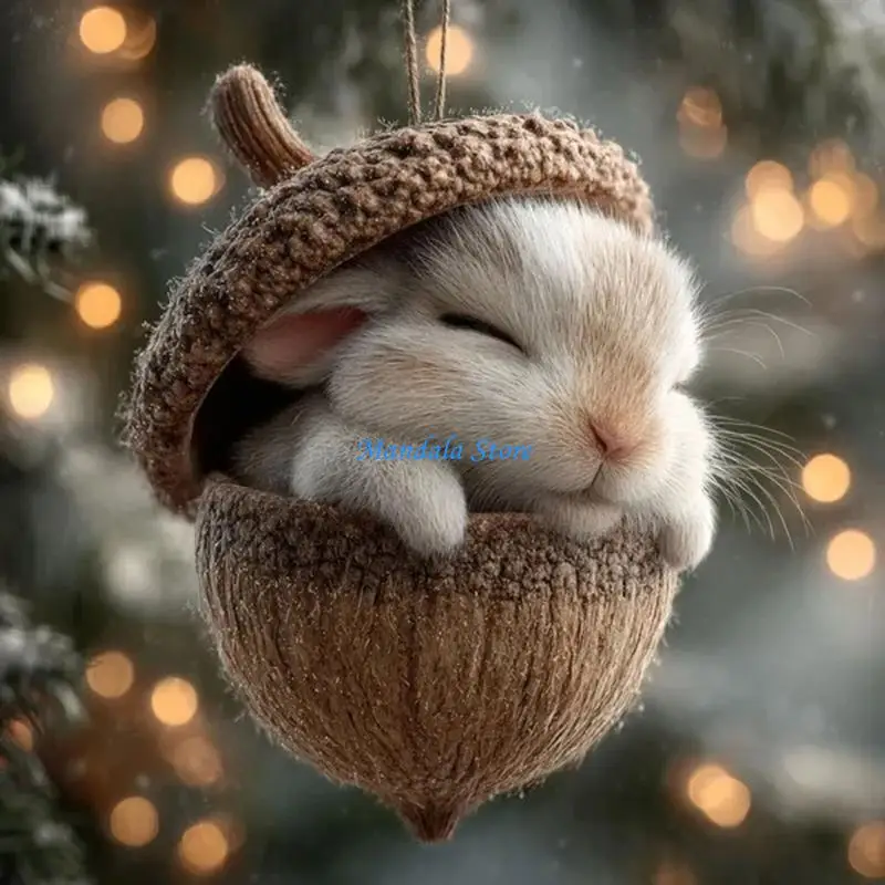 U2JC (قطعة واحدة) زينة عيد الميلاد ديكور حيوانات أكريليك مع التوت الأحمر، شجرة معلقة للمقصورة، ديكورات عطلة المزرعة