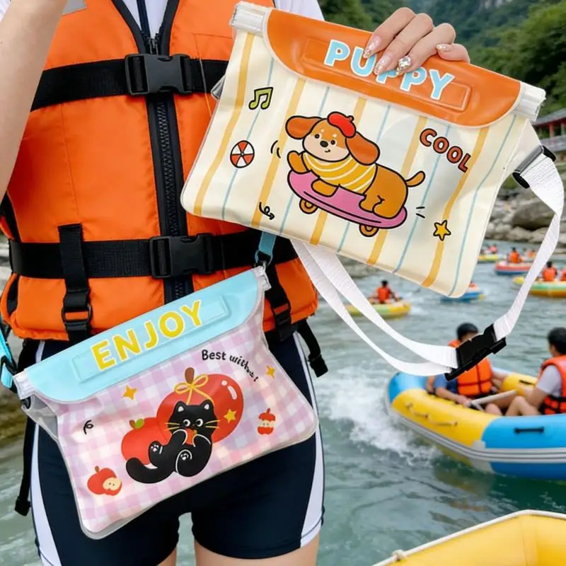 

Водонепроницаемый чехол-сумка для телефона с мультяшным черным котом, сенсорный, для плавания, пляжа, путешествий