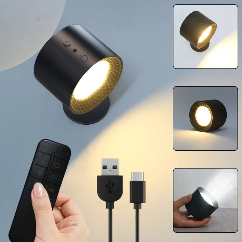 LED Wall Lamp Touch With Remote Control 360 Rotatable Wall Lights Wireless Night Light For Bedroom Bedside Reading Lighting