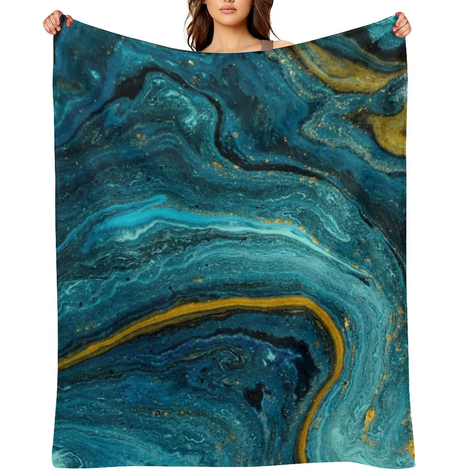 

Marbled Turquoise Teal Geode Design Throw Blanket Extra Large Throw Loose Vintage Fashion Sofas Blankets