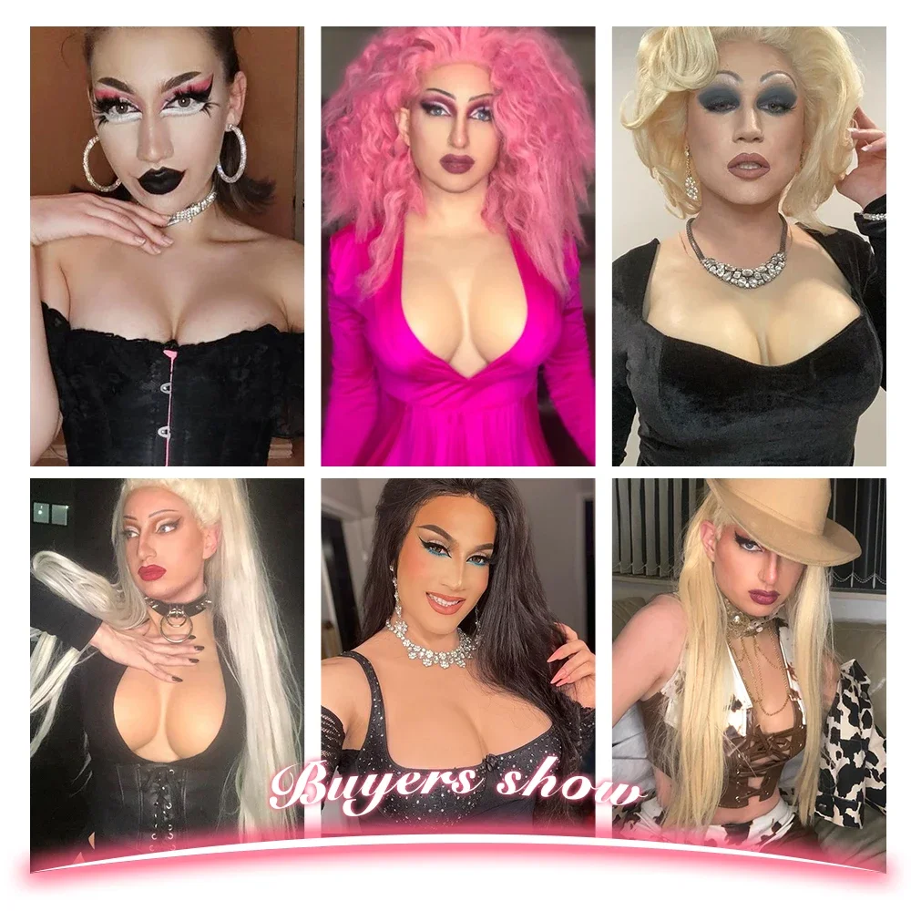 Super dünne Silikon gefälschte Brüste Brust Crossdresser Brustformen für Drag Queen Transgender Cosplay Sexy Dessous Latex Catsuit