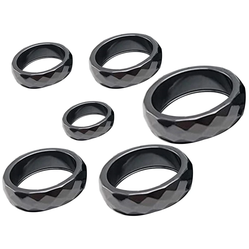 Y1UB Hematite Rings for Women Men Magnet Hematite Stone Band Ring Root