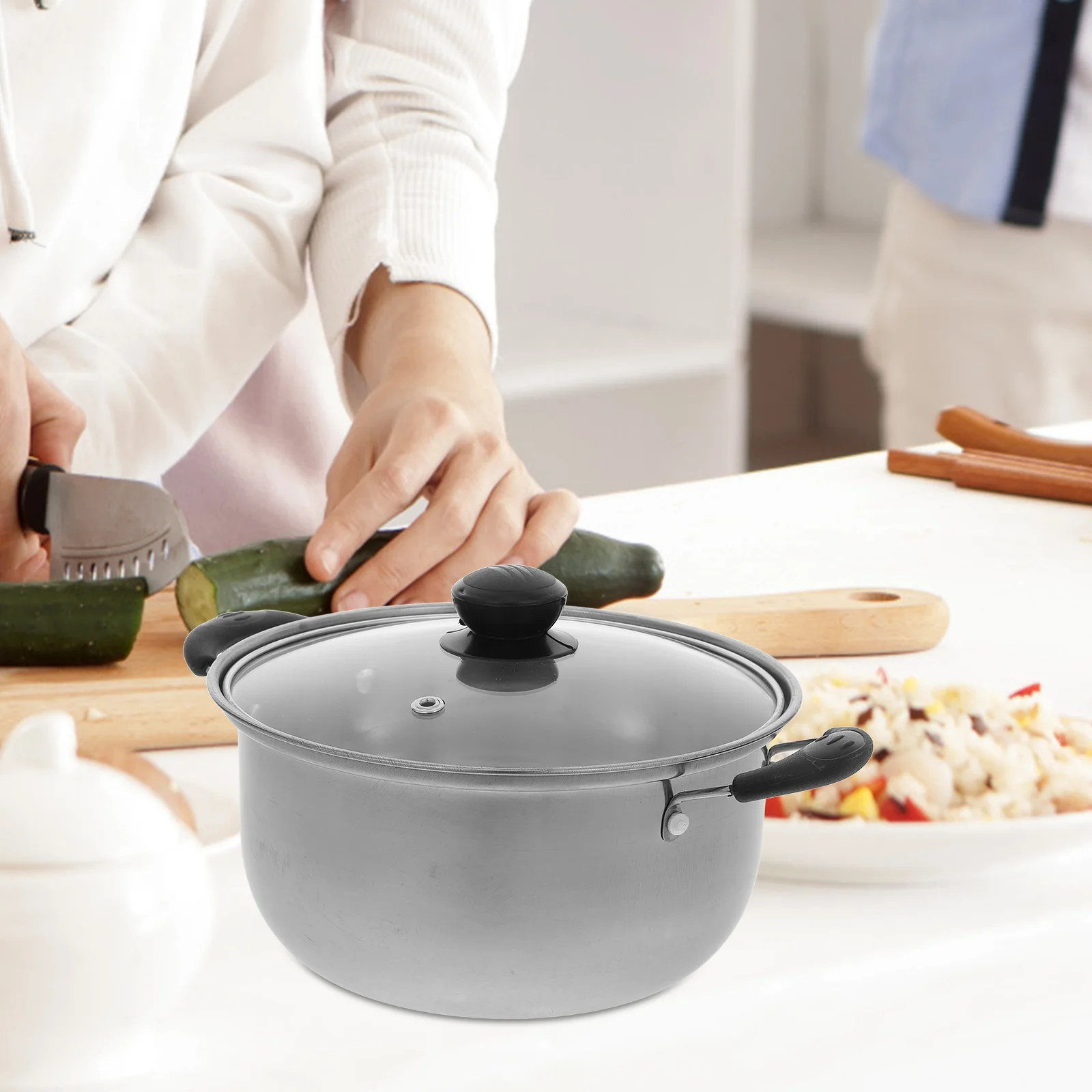 

Dumpling Soup Pot Stockpot with Lid Ktichen Stainless Steel Steam Healthy Cookware