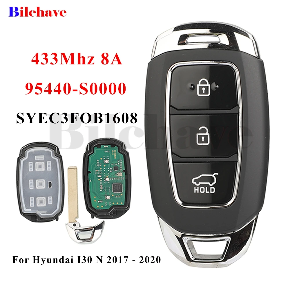 jingyuqin 95440-S0000 SYEC3FOB1608 433Mhz 8A Remote Car Key for Hyundai I30 N 2017 2018 2019 2020 Smart Keyless go Fob Control