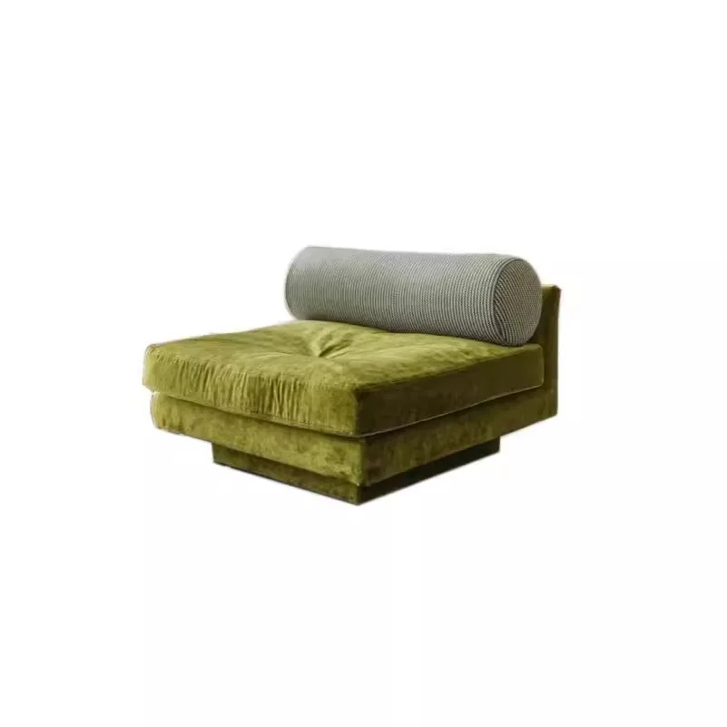 %Italian Style Minimalist Retro Fabric Sofa One Seat Modular Combination Small Apartment High-Density Sponge Lazy Warehouse Gym