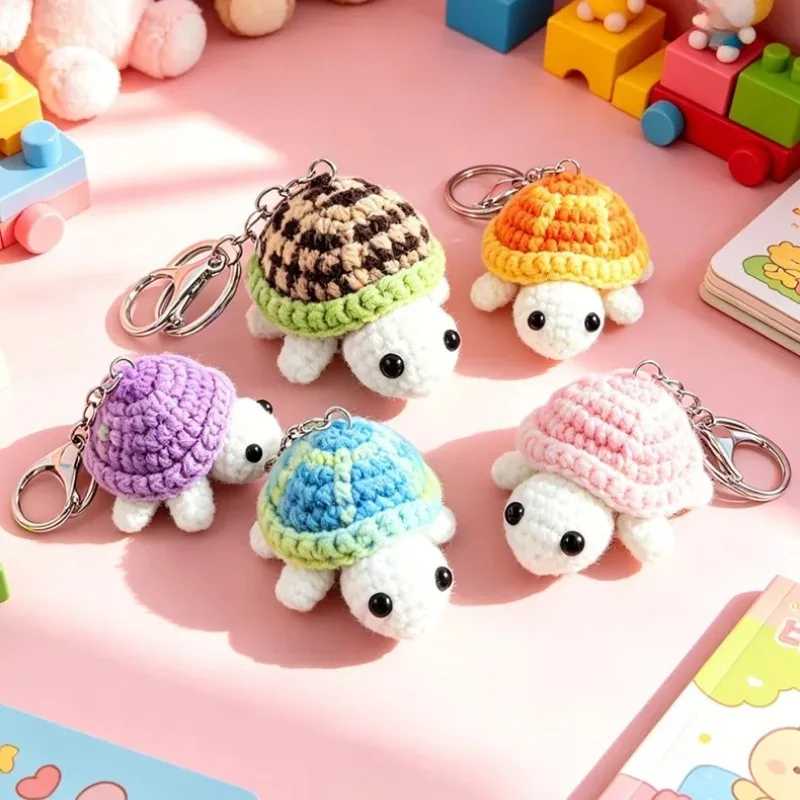 New Cute Little Turtle Car Keychain Mini Turtle Handmade Wool Crochet Backpack Hanging Cute Keychain Accessories