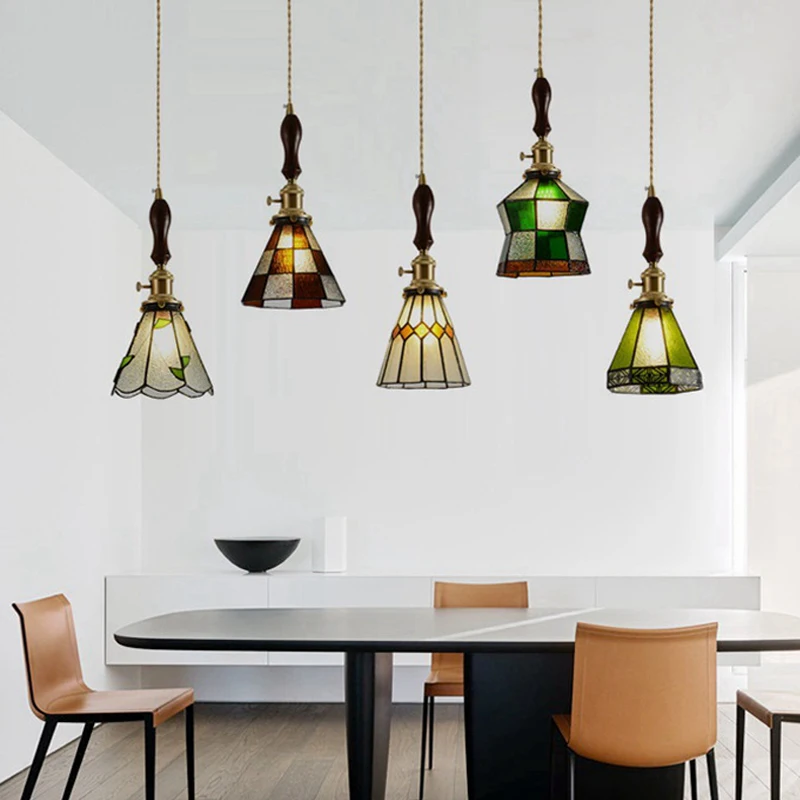 手作りガラスシャンデリア天井ティファニーペンダントライト寝室ダイニングルームキッチンランプ照明器具ホームルミナリア装飾